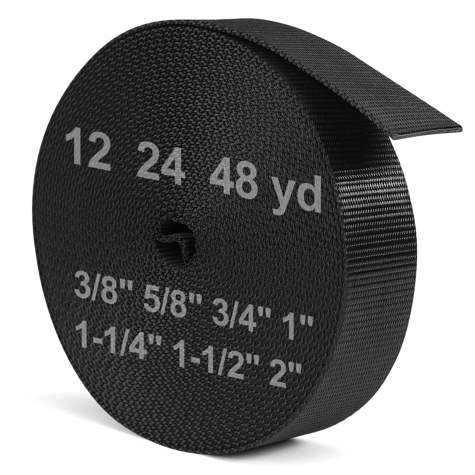 BEYOURD Webbing, Heavy Duty Webbing Straps, Extra Thick Strapping for Outdoor DIY Gear Repair, Black (5/8" x 48 Yard)