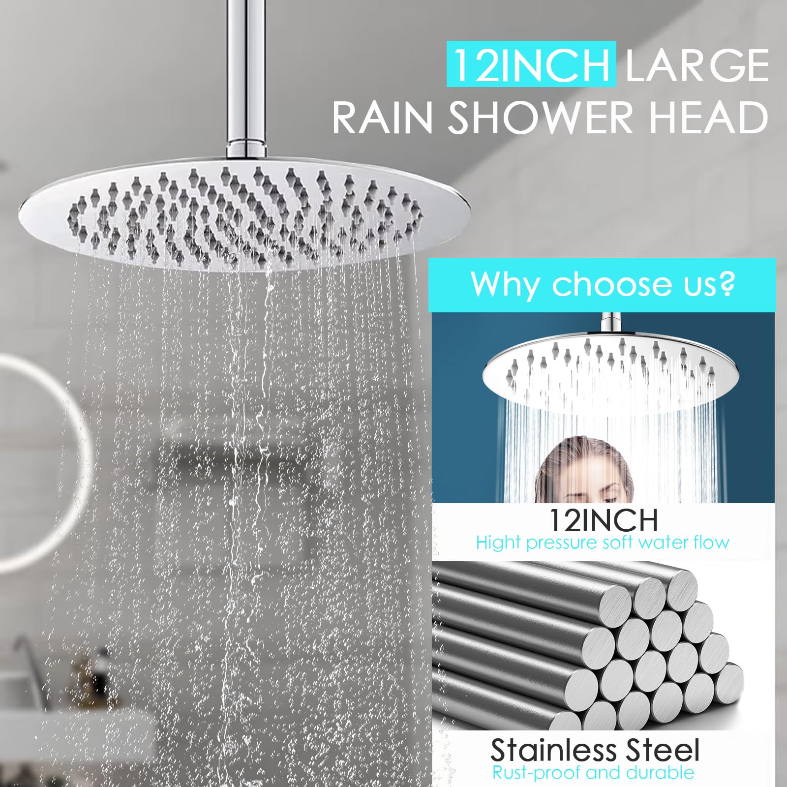 30 cm deszczownica ultra cienka wysokociśnieniowa głowica prysznicowa ze stali nierdzewnej dla luksusowego doświadczenia nad głową, idealny zamiennik do wanien spa