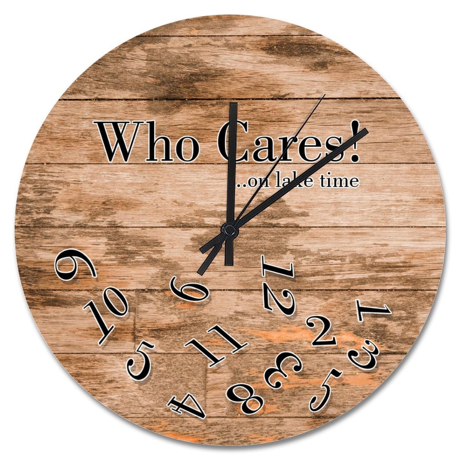 Horloge murale rustique bois marron 38cm cadeau de pendaison de cremaillere original