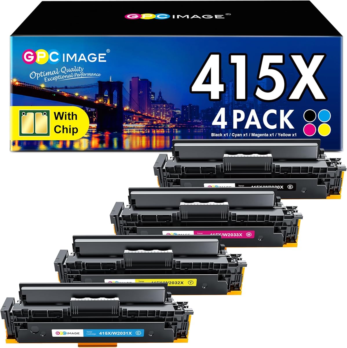 4er-Pack 415X M479fdw Toner Mit Chip Kompatibel für HP 415X 415A Multipack für HP Color Laserjet Pro MFP M479fnw M479dw M479fdn M454dw M454dn W2030X W2031X W2032X W2033X W2030A