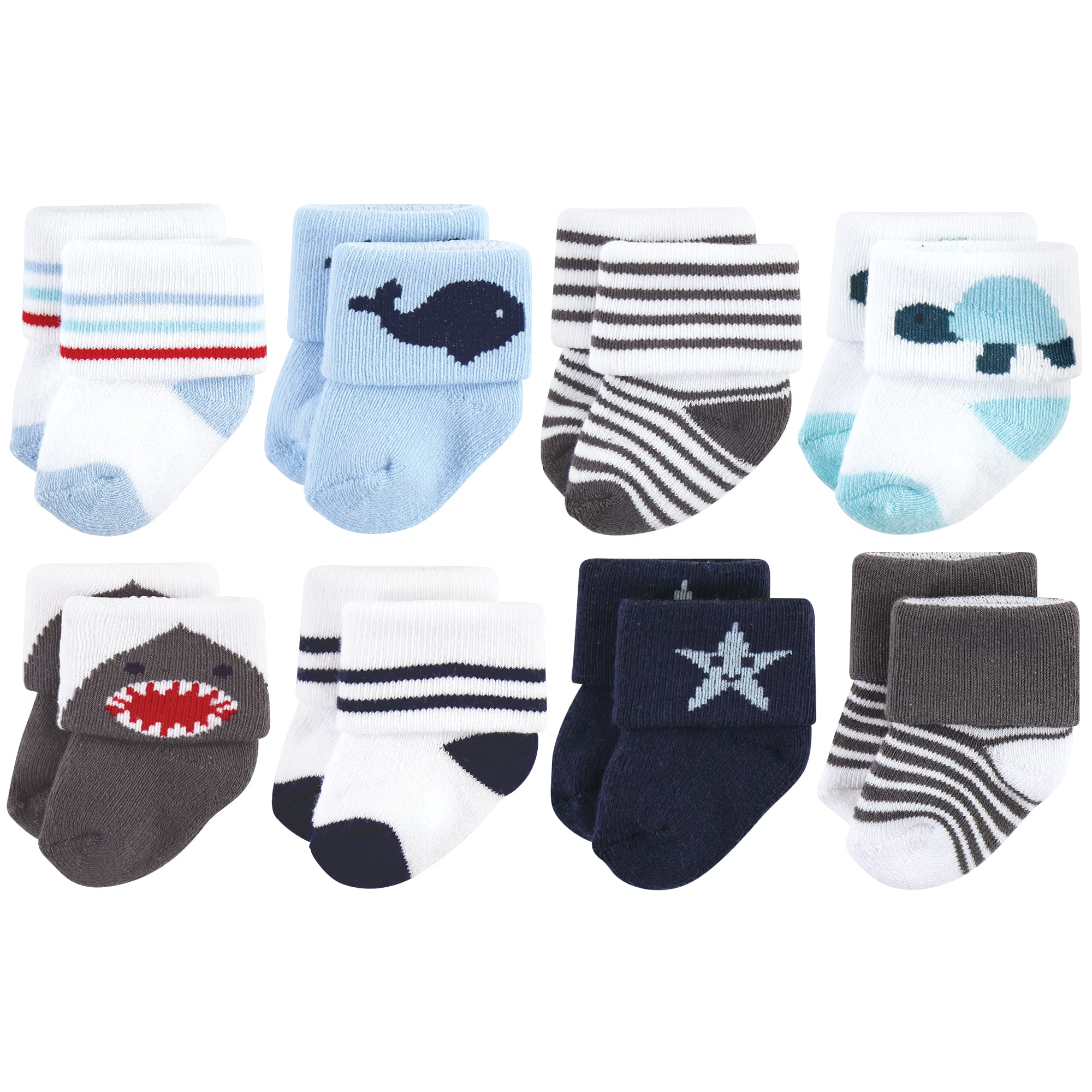 Hudson Baby Baby Cotton Rich Newborn and Terry Socks, Sea Creatures, 0-6 Months