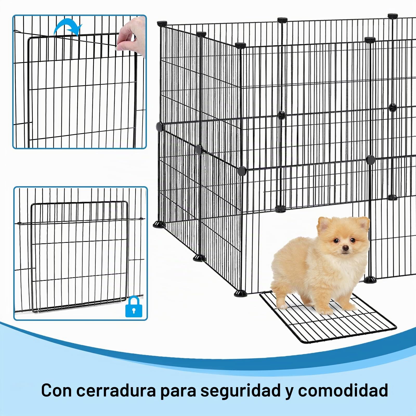 UISEBRT - Juego de 12 recintos para conejitos y conejillos de indias, jaula para animales pequeños con puerta, recinto para cachorros y animales pequeños, interior y exterior, 35 x 35 cm