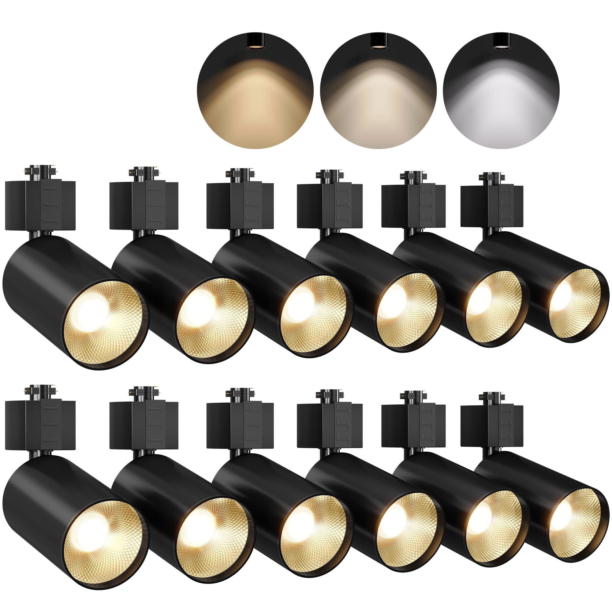 Photo 1 of VONLUCE LED Track Light Heads Set of 12, H-Type Compatible Ceiling Spotlights, 10W 3-CCT Adjustable Fixtures for Closet, Hallway, or Living Room, Black