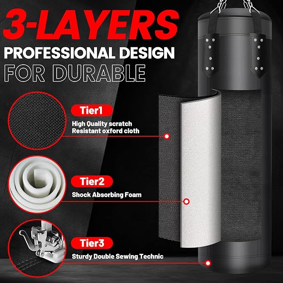 4FT High-Density Oxford Fabric Unfilled Punching Bag for Adults/Kids. Boxing Training Equipment with 12OZ Gloves for Boxing MMA Kickboxing Karate Muay Thai Home Gym Training