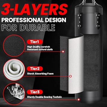 4FT High-Density Oxford Fabric Unfilled Punching Bag for Adults/Kids. Boxing Training Equipment with 12OZ Gloves for Boxing MMA Kickboxing Karate Muay Thai Home Gym Training