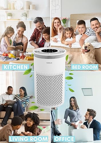 Miniatura 6 de Azeus Purificador de aire para habitaciones grandes, hogar, mascotas, dormitorios, filtro H13 True HEPA de hasta 1076 pies cuadrados, sistema de