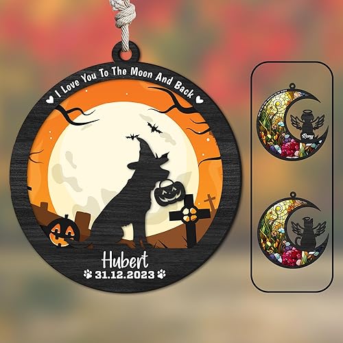 Miniatura 7 de Atrapasoles conmemorativo de gato para ventanas, vitrales, regalo de condolencia de mascotas para conmemorar la pérdida, atrapasoles único de ángel