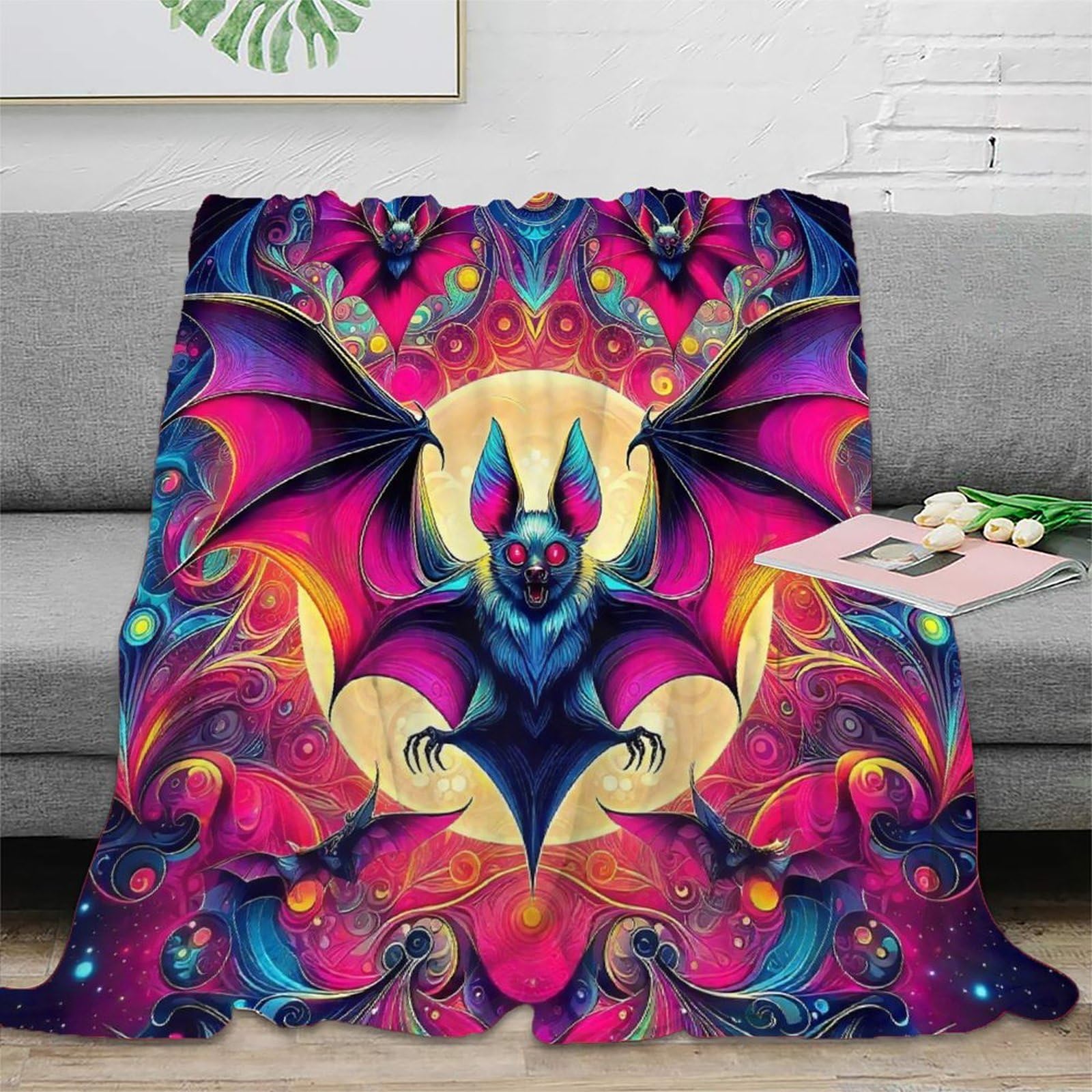 Couverture lit chauve-souris 3D chaude et douce en microfibre épaisse