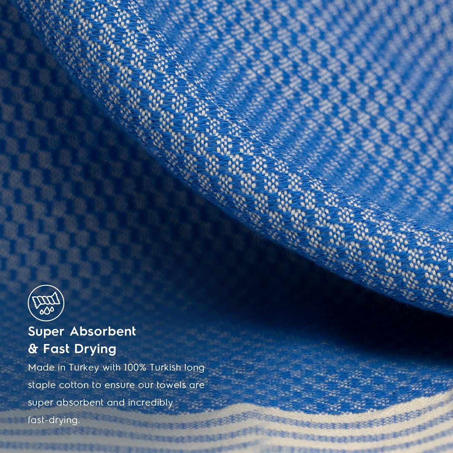Tafts Home Ribweave Turkish Beach Towel (39 x 69) - Prewashed Turkish Towels, 100% Long Staple Cotton - Super Absorbent, Quick Dry Towels and Ultra Soft - No Shrinkage - Super Stylish - (Blue)