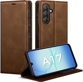 AIMOYU Handyhülle für Samsung Galaxy A17 5G Hülle, Premium Lederhülle Flip Case Magnet Tascher Kartenfach Standfunktion Klapphülle Schutzhülle für Samsung A17 5G Hülle, Braun
