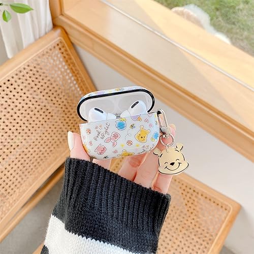 Miniatura 7 de Funda para AirPods Pro 2, funda de TPU suave con dije de llavero para Apple AirPod Pro 2nd Winnie The Pooh Bear Piglet Honey Hunny Color Amarillo