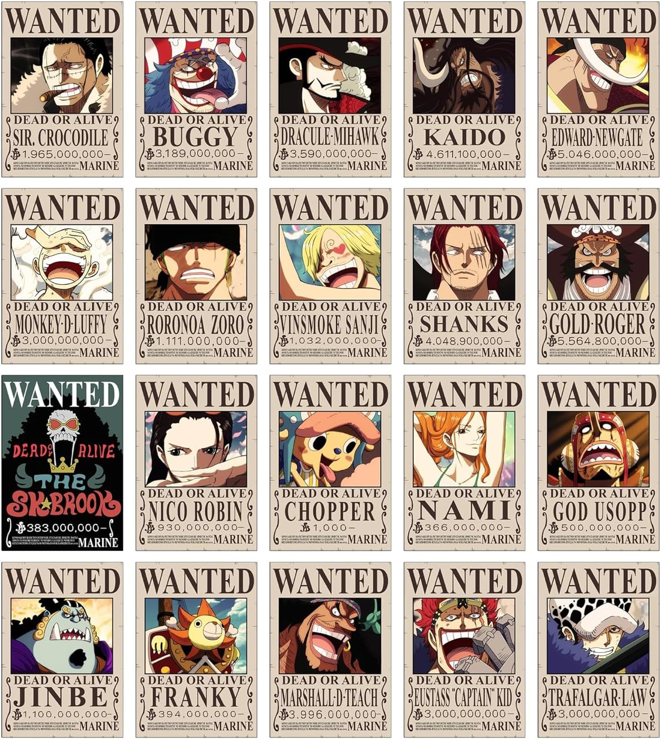 VEENSHI Paper Set Of 20 One Piece Bounty Poster | Anime Wall Poster Of One Piece | Poster Of Anime | Onepiece Room Posters | 300 GSM | 11.9X8.3 Inch