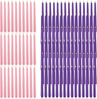 Patelai 120 Pcs Christmas Advent Candle Set Taper Candles 10 Inch Purple and Pink Christmas Candles Candlesticks for Wedding Advent Home Church Holiday Decoration Party Celebrations