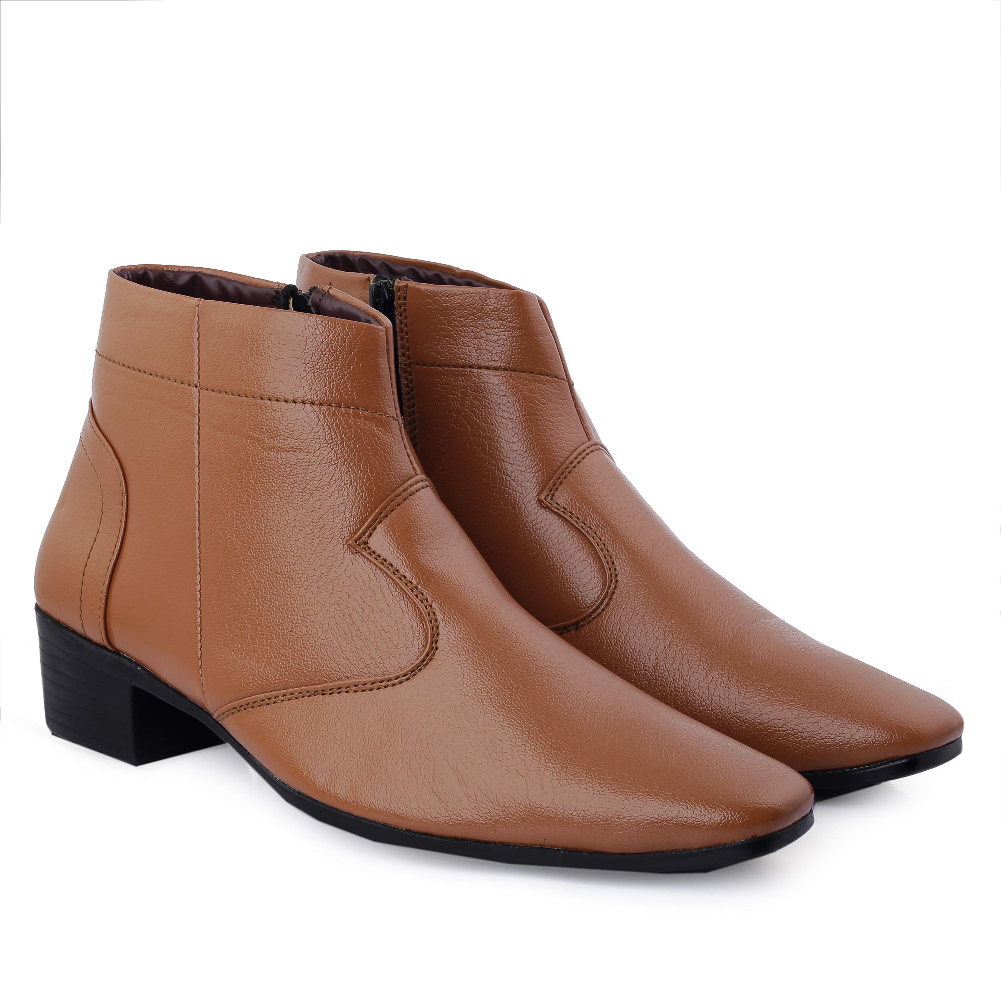 YUVRATO BAXI Mens Height Increasing Formal Wear Latest Tan Zipper Boots (B08X4TX9DR) Amazon Price History, Amazon Price Tracker
