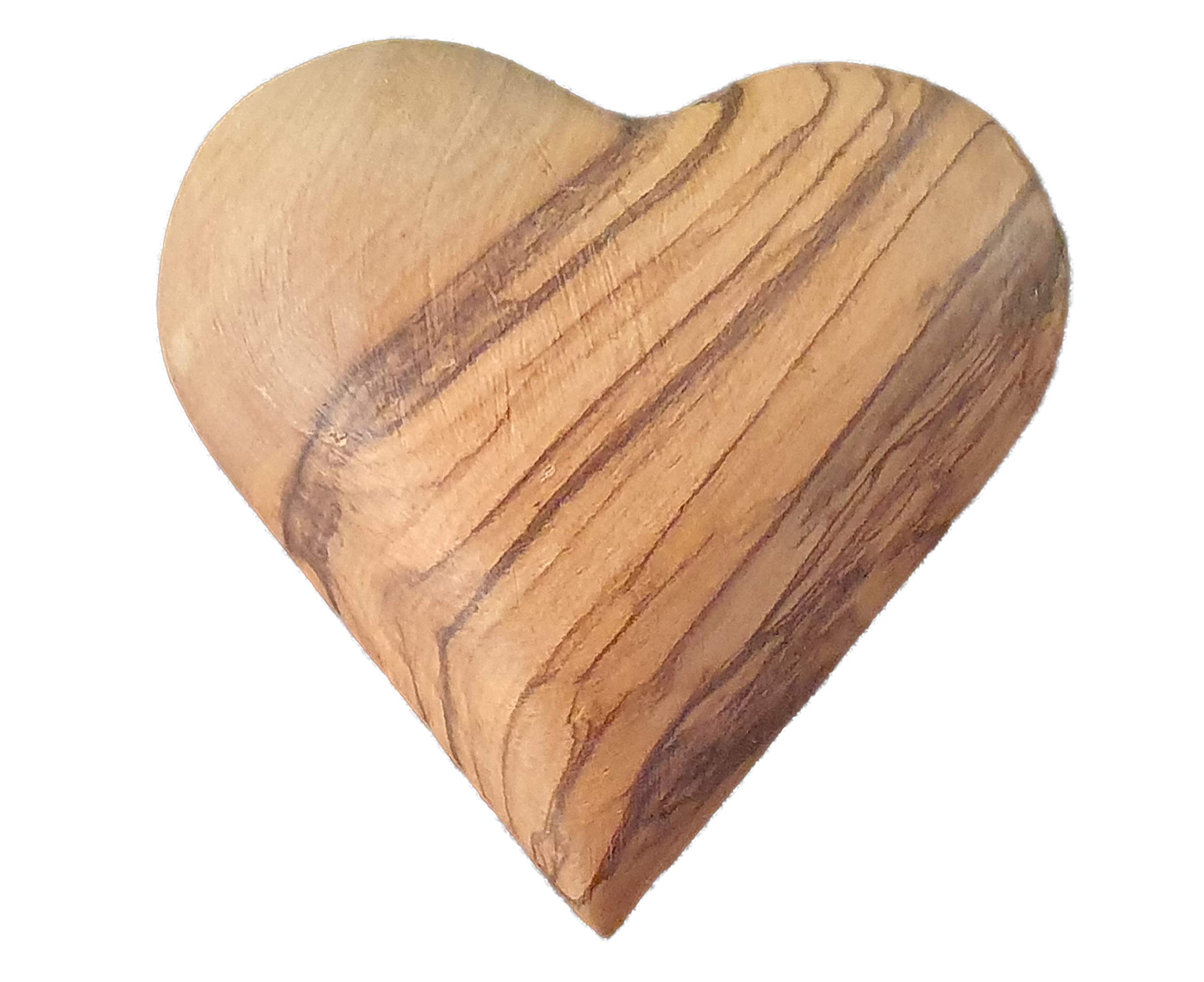 Jerusalem Green Heart Made Of Olive Wood From Bethlehem, 6.4 Cm