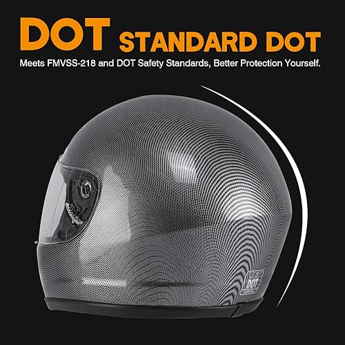 Miniatura 5 de SLMOTO - Casco de motocicleta aprobado por el DOT, para adultos, de fibra de carbono, con tapa abatible que cubre la cara completa, a prueba de