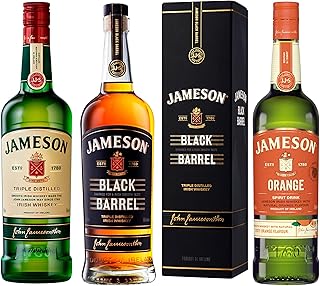 Jameson Whiskey Bundle: Jameson Original Whiskey, 70cl, Jeamson Black Barrel Whiskey, 70cl, & Jameson Orange Flavoured Whiskey, 70cl