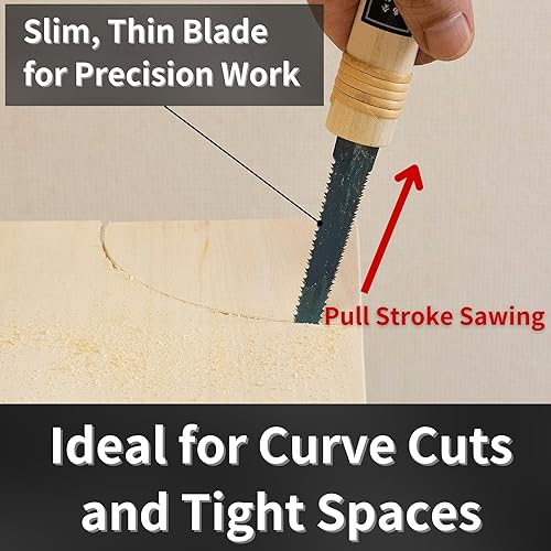 Miniatura 5 de RANSHOU Sierra de tracción japonesa para carpintería, mini sierra de ojo de cerradura de 4-34 pulgadas, fabricada en Japón, sierra de mano Ryoba de