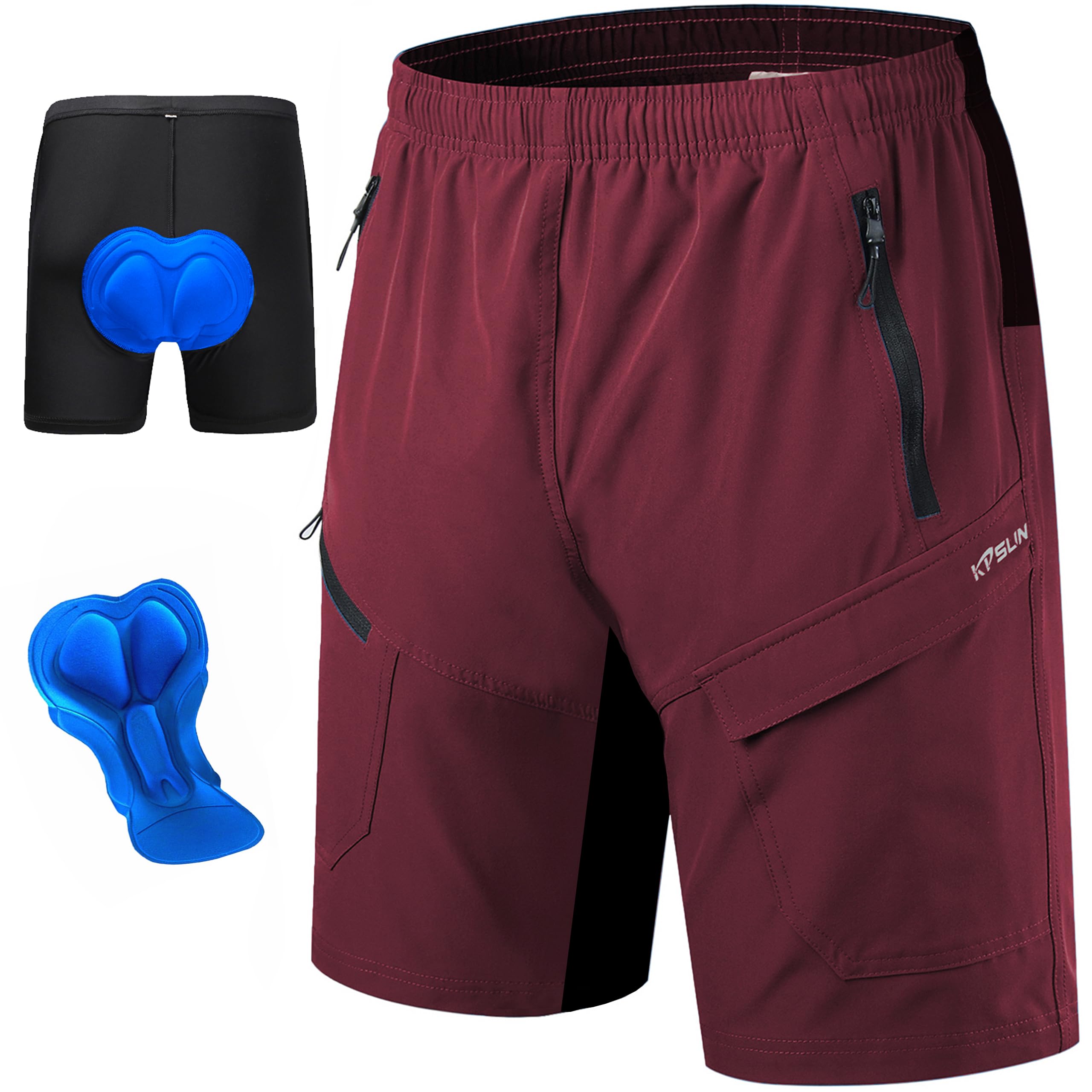 KPSUN Men's Mountain Bike Shorts 3D Padded for MTB Long Distance Riding