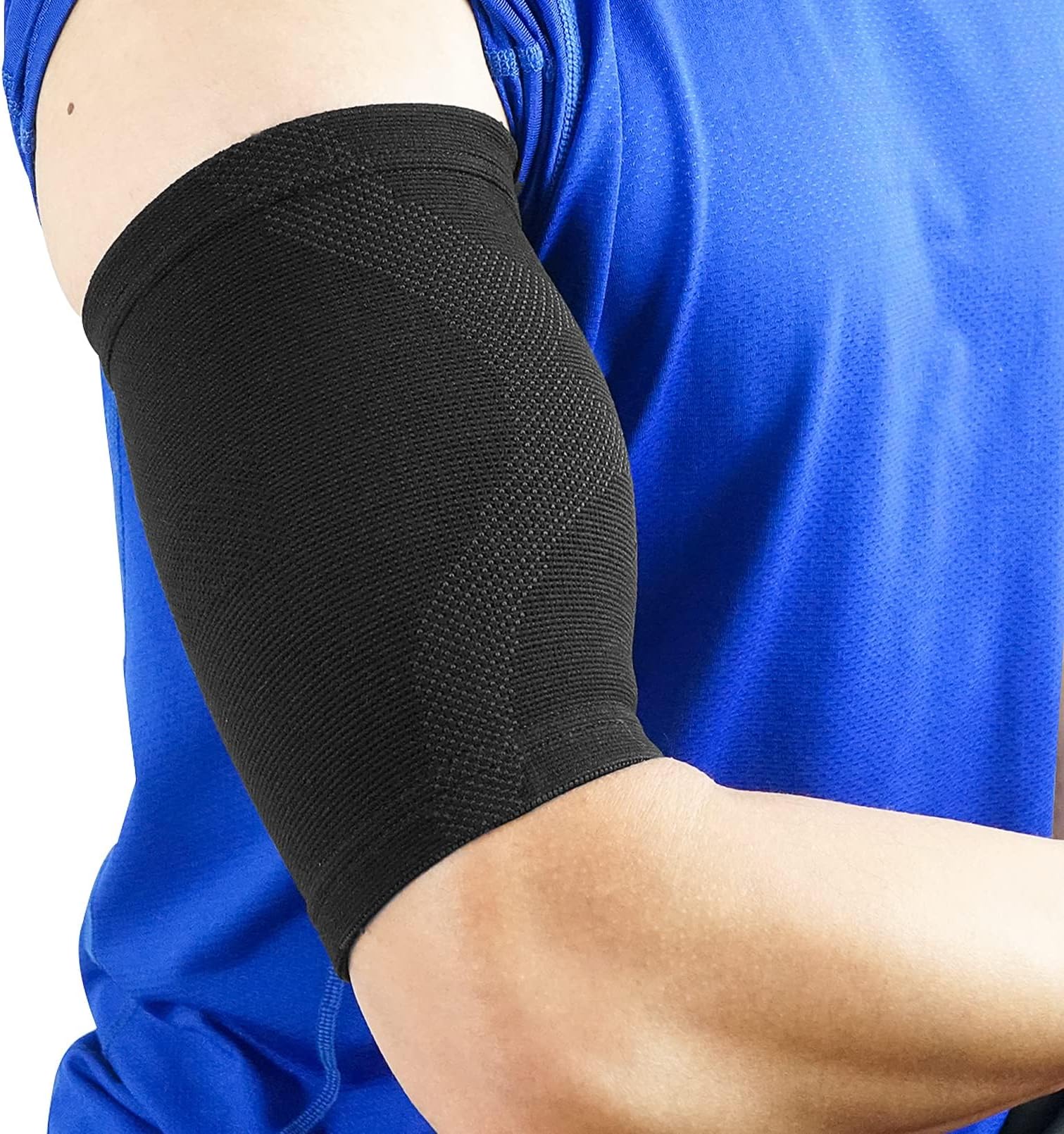 Luwint Bicep Tendonitis Brace, Knitted Compression Upper Arm Sleeve Support, 1 Pair (Small)