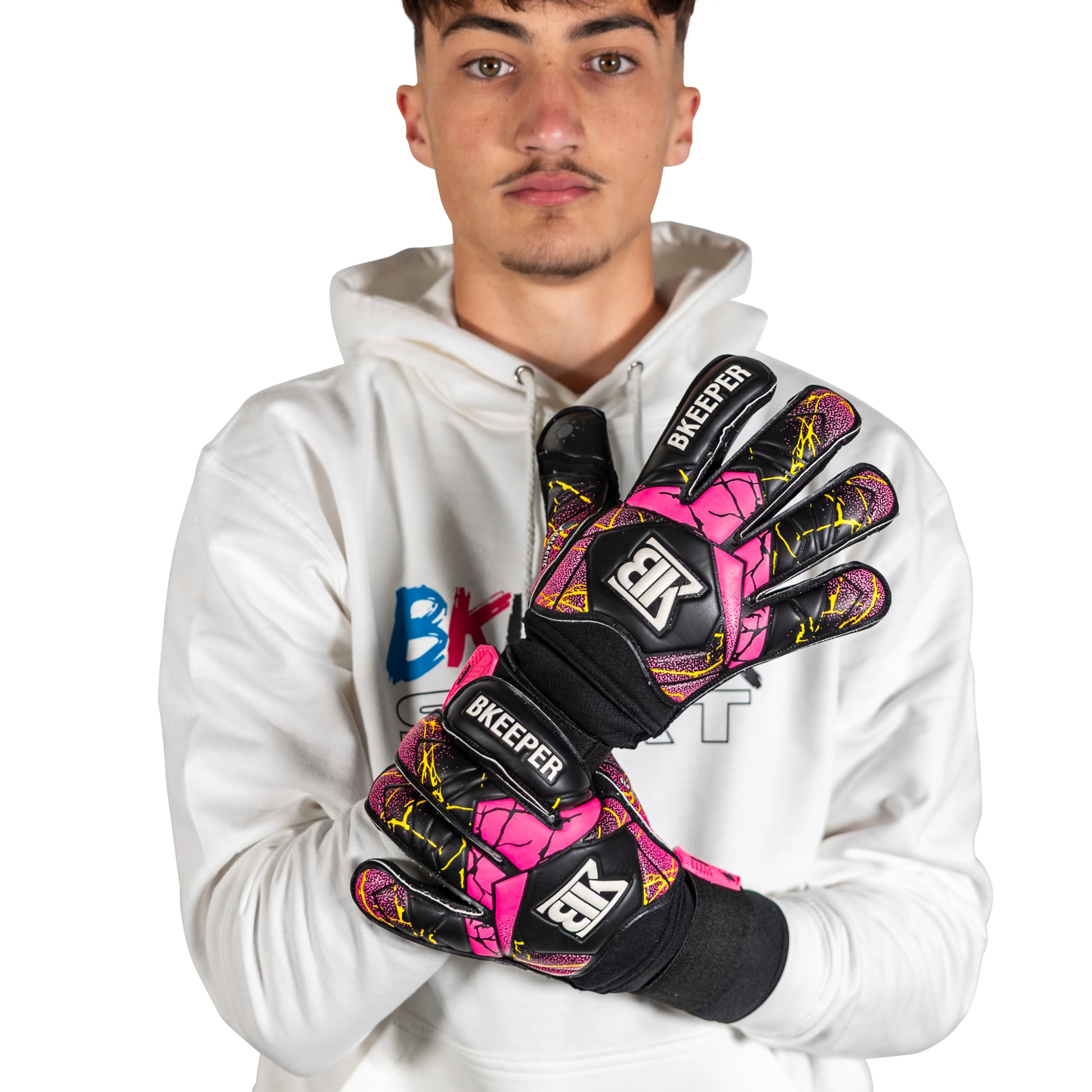 Gants de Gardien Galactic #25 Noir Enfant, Coupe Hybride, Barrettes, Facile à Enfiler