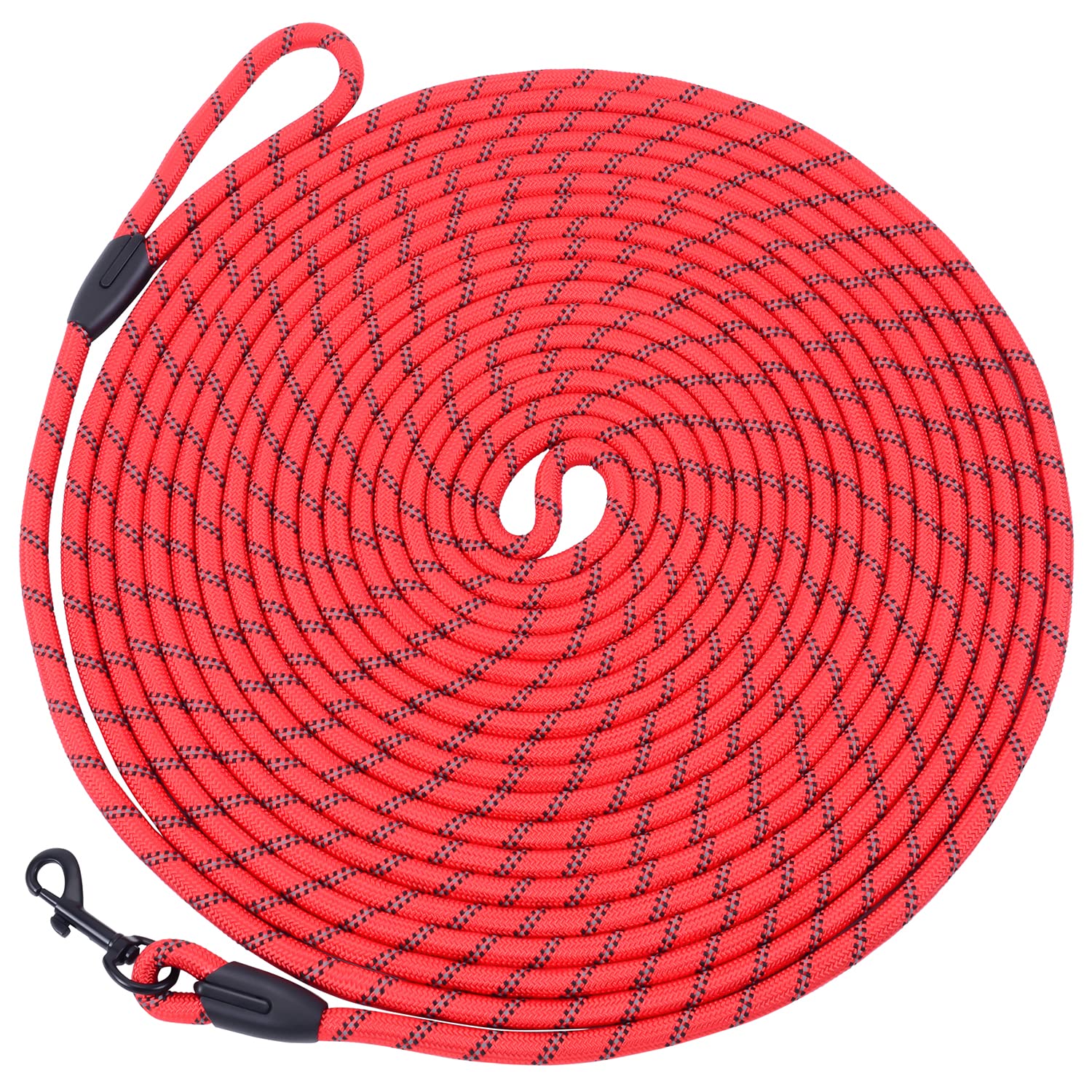 Long Dog Leash for Training 30Ft-Reflective Nylon Rope with Swivel Hook-Recall Agility Lead for Large Small Medium Dogs Outside Walking Hiking-Red