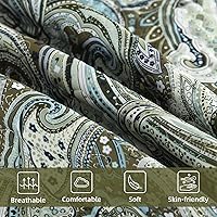 Vista 129 de DJY Juego de edredón de cachemira marrón, tamaño Queen, juego de colcha bohemia de 3 piezas, ropa de cama de microfibra suave y ligera con estampado