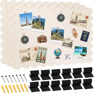 Gueevin 3pack Magnetic Board for Wall 16.1" x 13" Magnet Bulletin Board to Display Scalloped Magnetic Letters, Numbers, Notes for Refrigerator, Cubicle, Cabinet, Come with Tapes and Screws (White)