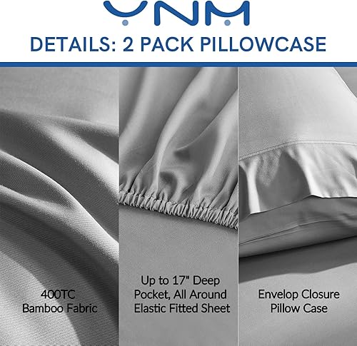 Miniatura 2 de YnM Paquete de 2 fundas de almohada refrescantes, tamaño King (21 x 40 pulgadas), gris oscuro
