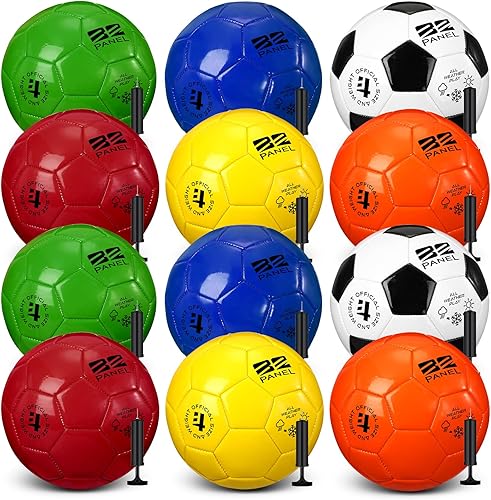 Paquete de 12 unidades de bolas de fútbol a granel de Navidad con agujas de bomba, tamaño oficial 3/4/5 desinflado, regalo para práctica de