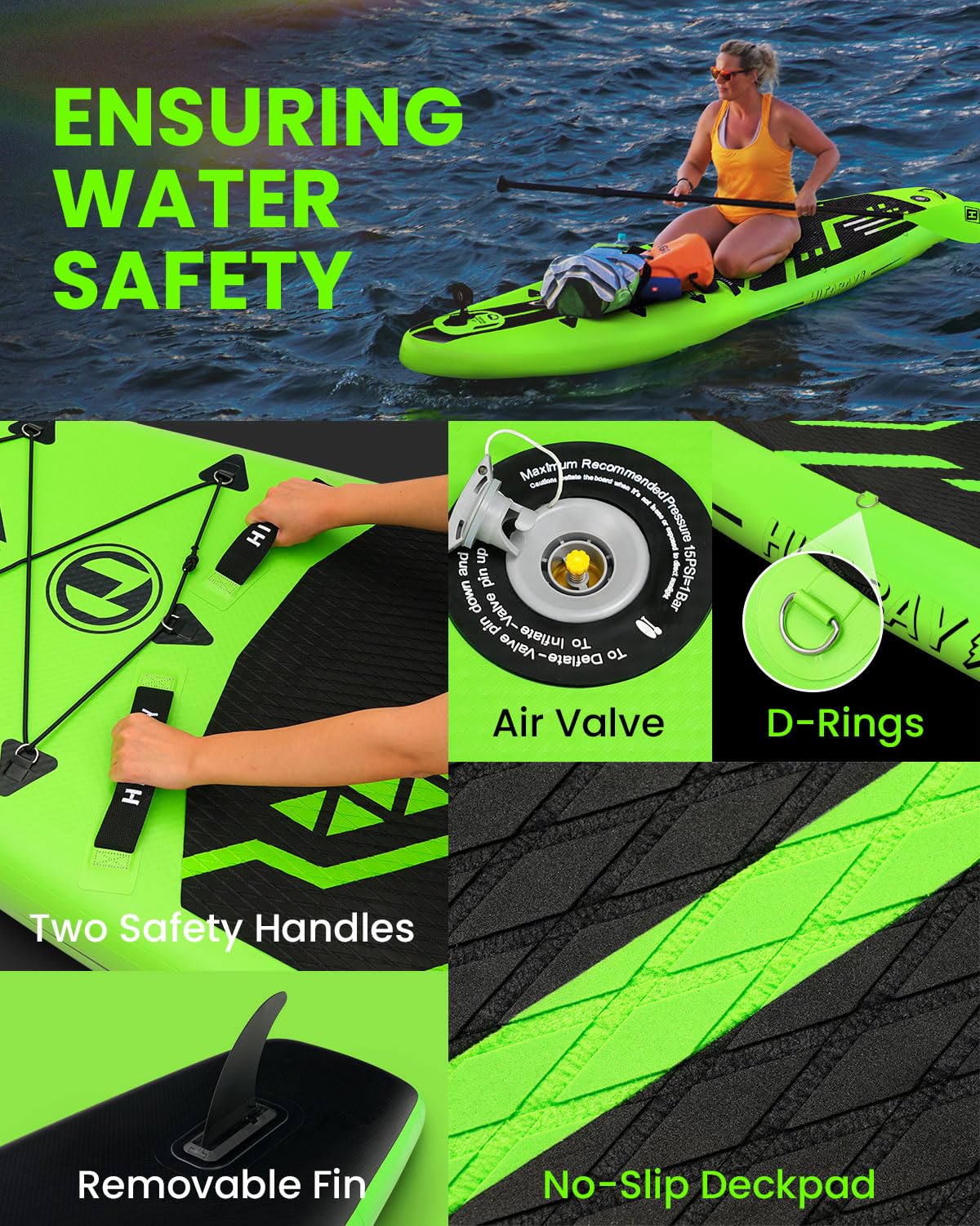 Tavola SUP con Accessori Completi, 335cm SUP Gonfiabile Adulti, Carico Massimo 150kg Tavola da Surf