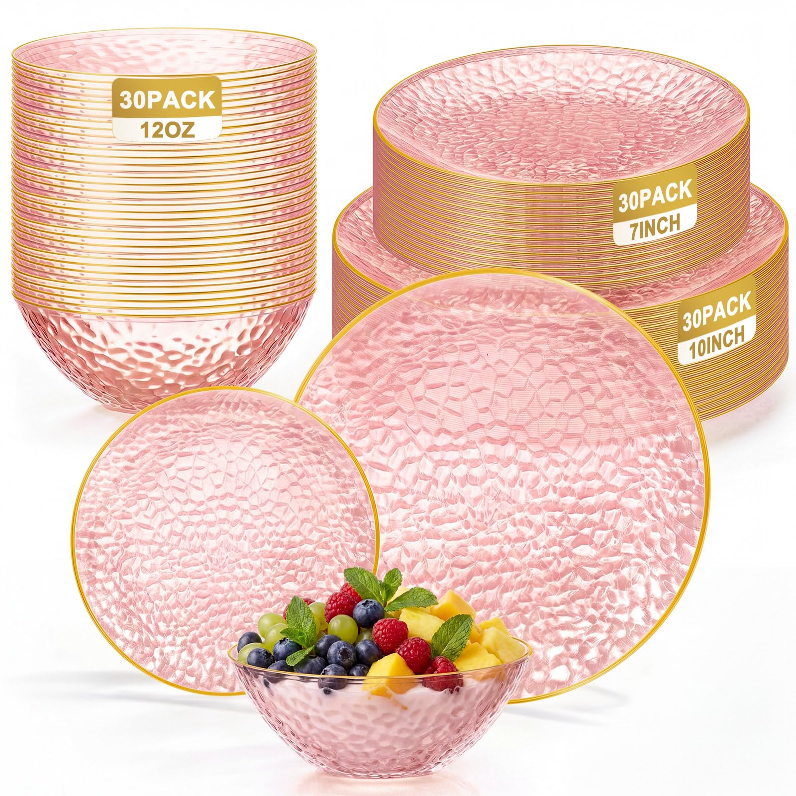 Havawish 90 Pcs Clear Plates & Bowls - 30 Guests -10