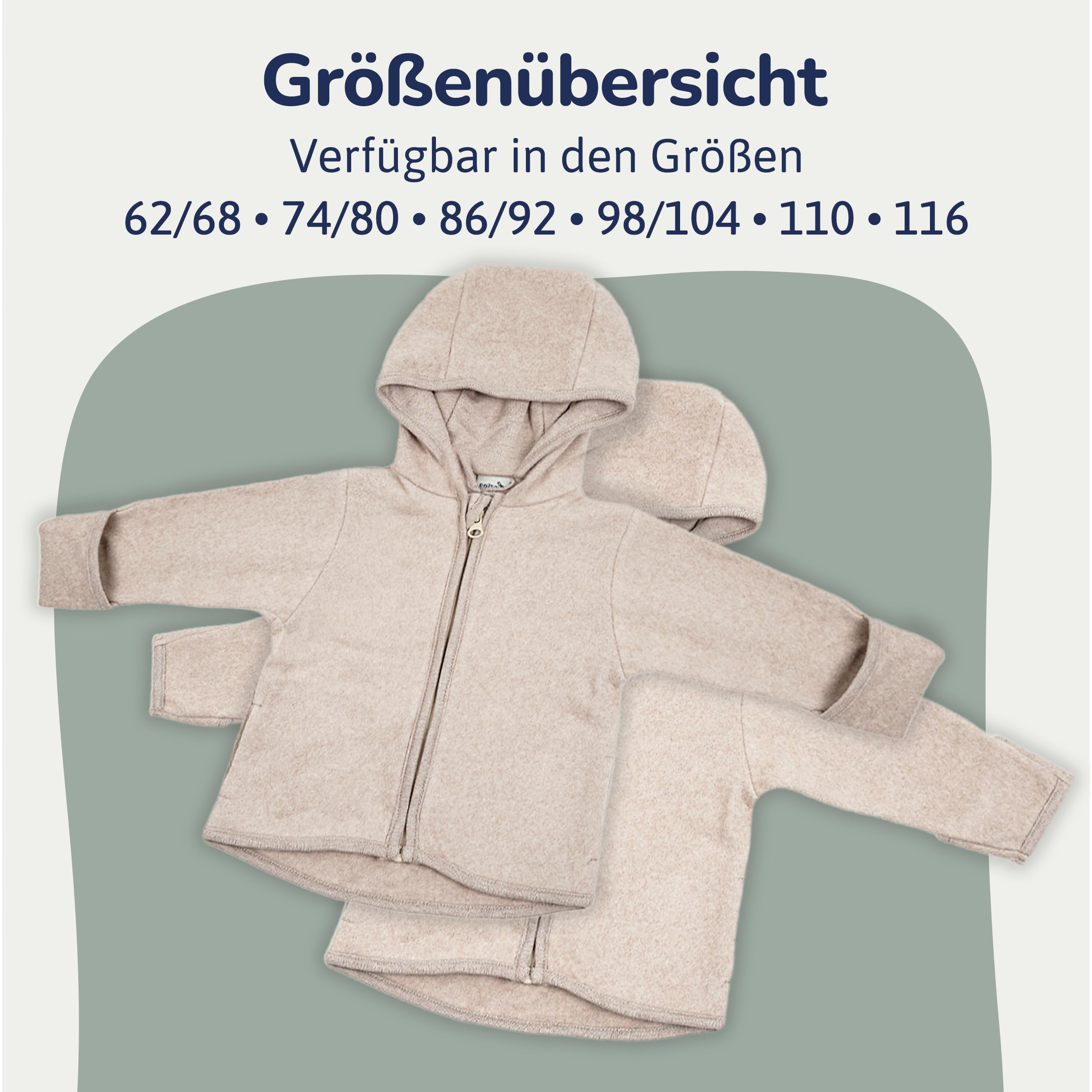 Fleece Jacke aus 100% Bio-Baumwolle (62/116) – Fleecejacke Kinder kuschelig weich, für jede Jahreszeit geeignet – Nachhaltig und mitwachsend – Fair in Europa produziert