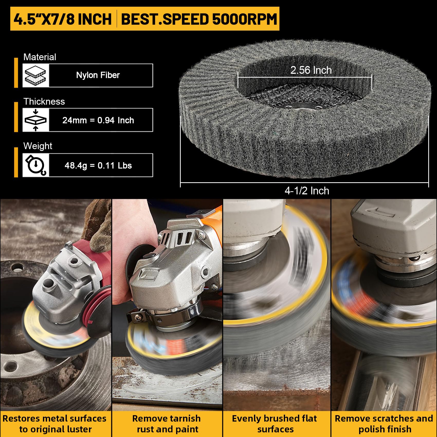 Sbestily 10 discos de aleta de grano 600 de 4 1/2 pulgadas, rueda de pulido fino para amoladora angular de metal de acero inoxidable, almohadillas de estropajo, discos de lijado de arañazos, removedor