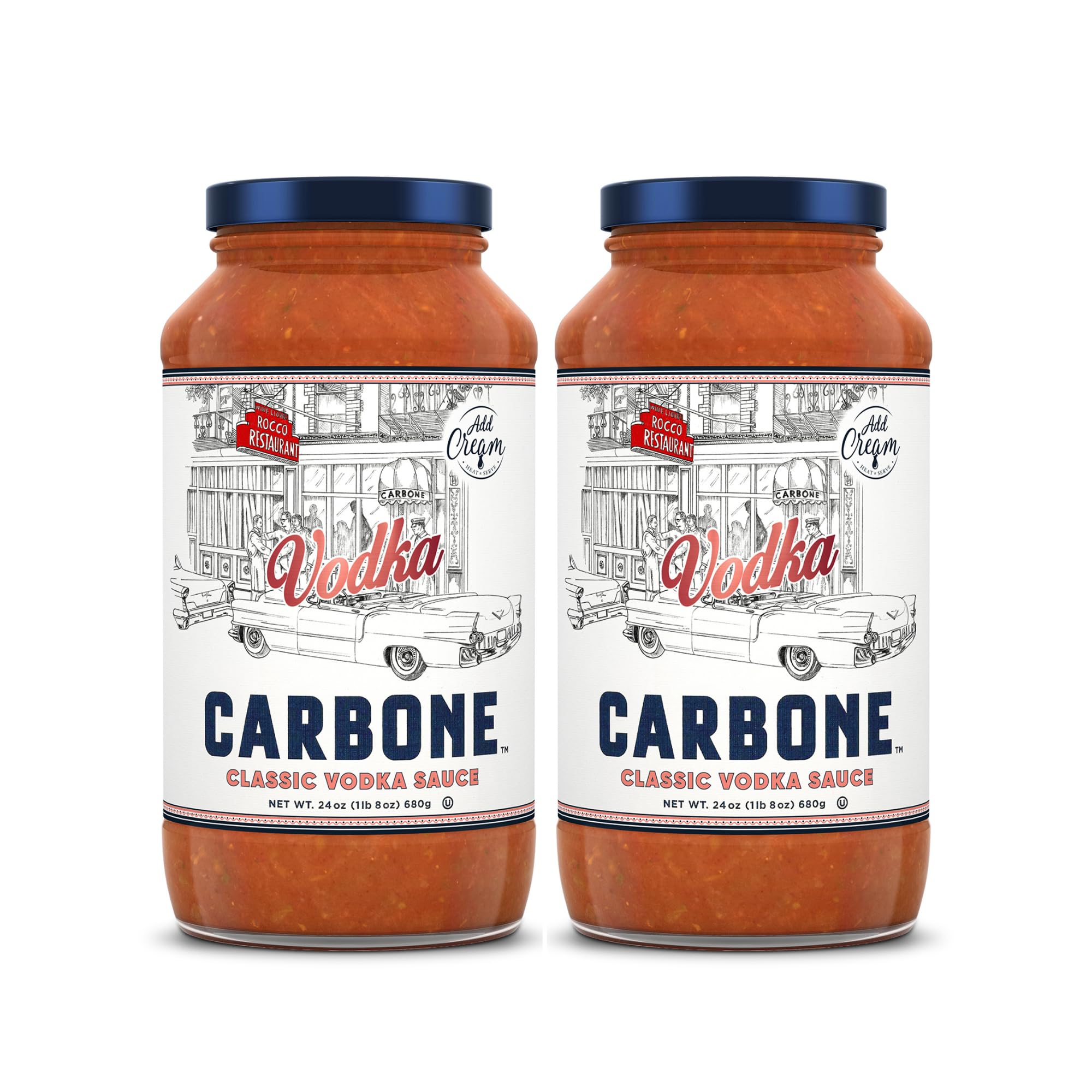 Carbone Classic Vodka Pasta Sauce | World Famous Signature Recipe | Slow-Cooked with 100% Italian Tomatoes | Vegetarian, Gluten Free, Low Carb, Keto Pasta Sauce, 24 Fl Oz (Pack of 2)