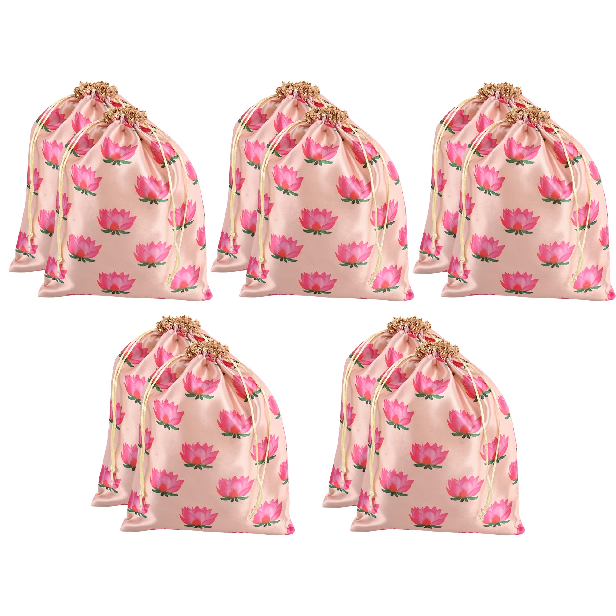 Kuber Industries Pack of 10 Potli Bags | 9x12 Inch | Potli Bags for Return Gifts | Wedding-Party Bags | Drawstring Closure Potli | Wallet Potli | Baby Shower Potli | Lotus Print | Cream (B0D3F7FXL8) Amazon Price History, Amazon Price Tracker