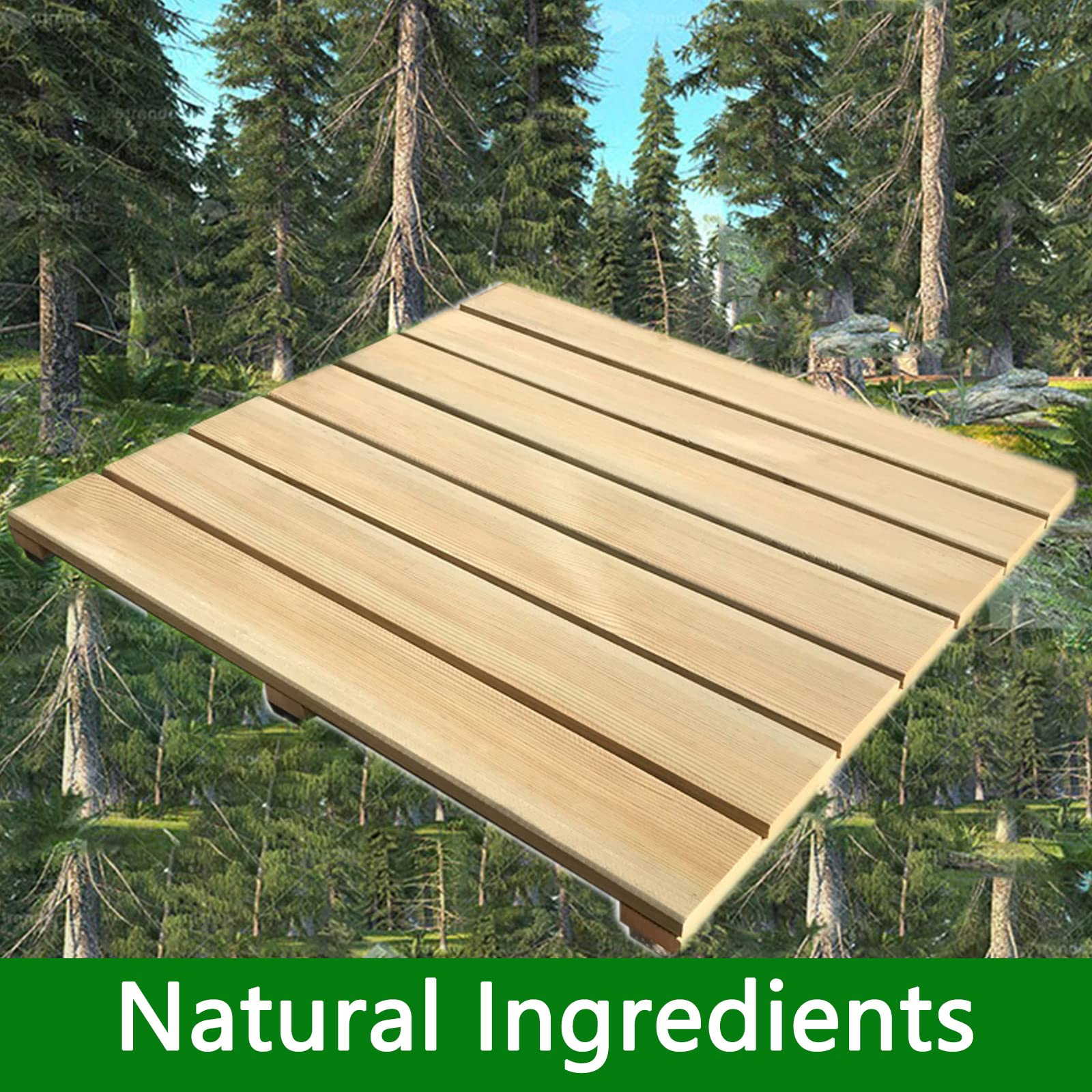 Tappeto Doccia per Bagno in Pino,Tappeto Sauna Massello,Pedana in Legno,Tappetino da Doccia Naturale,Ecologico e Sano,per Doccia e Vasca (60x40cm/24x15.7in)