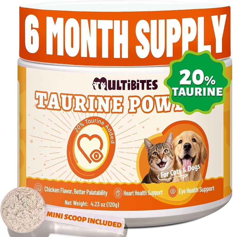 Suplemento de Taurina em Pó com Frango para Gatos e Cães MULTIBITES 120 g