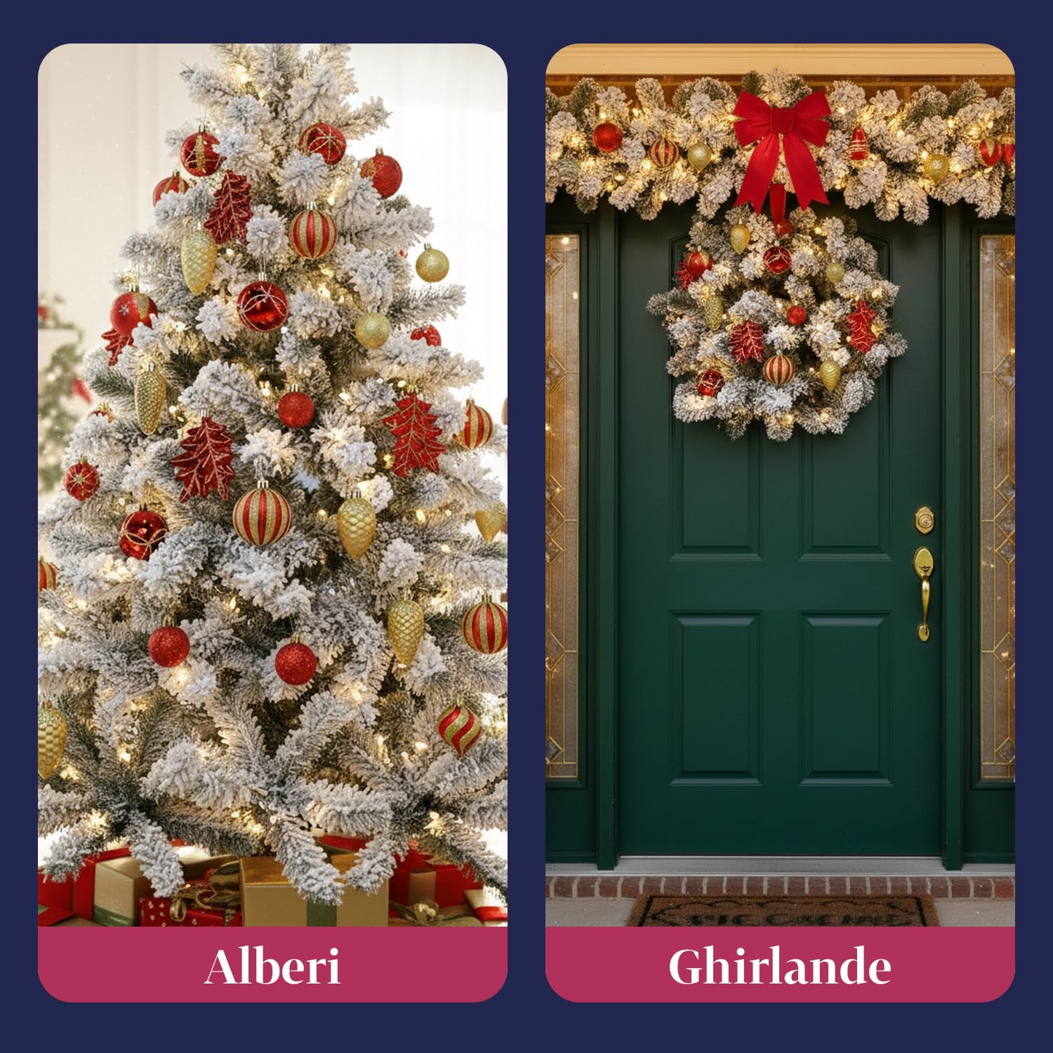 Wintem Lot de 106 décorations d'arbre de Noël en Rouge et Or avec balles, Fleurs et étoiles incassables pour décorations de Noël coordonnées, faciles à accrocher et à réutiliser