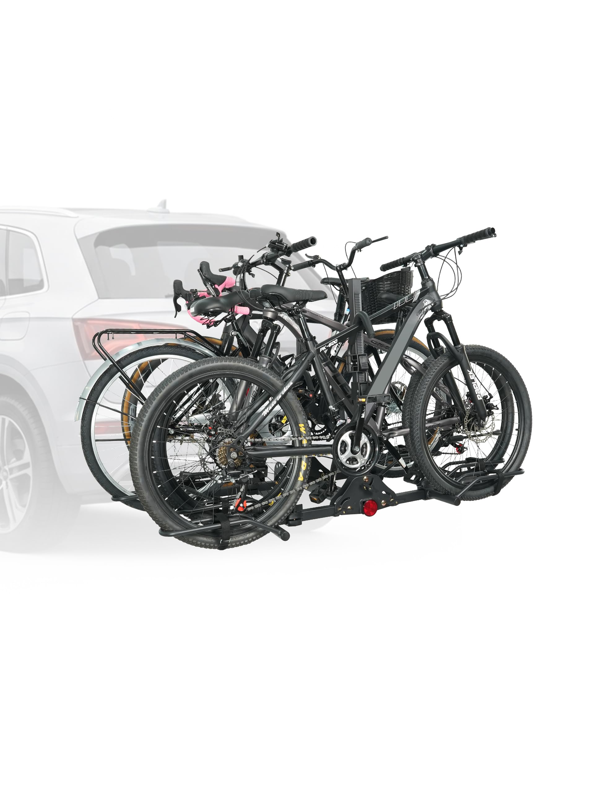 Young 4-Bike Rack Hitch Mount Platform Style Carrier for Cars Trucks SUVs Minivans with 2" Hitch Receiver, 4 Bikes X 40 lbs (160 lbs Total) Load Capacity for 2" Receiver