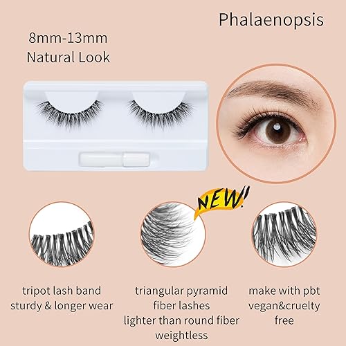 Miniatura 2 de Pestañas postizas naturales, pestañas postizas naturales, reutilizables, 3D, banda transparente, pestañas esponjosas con pegamento, lindas pestañas