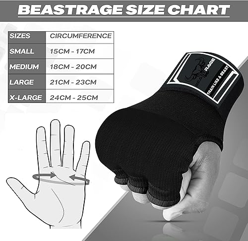 Miniatura 7 de BEAST RAGE Guantes interiores con envolturas de mano, envoltura rápida, largo de 36 pulgadas, soporte de muñeca de MMA, vendajes Muay Thai,