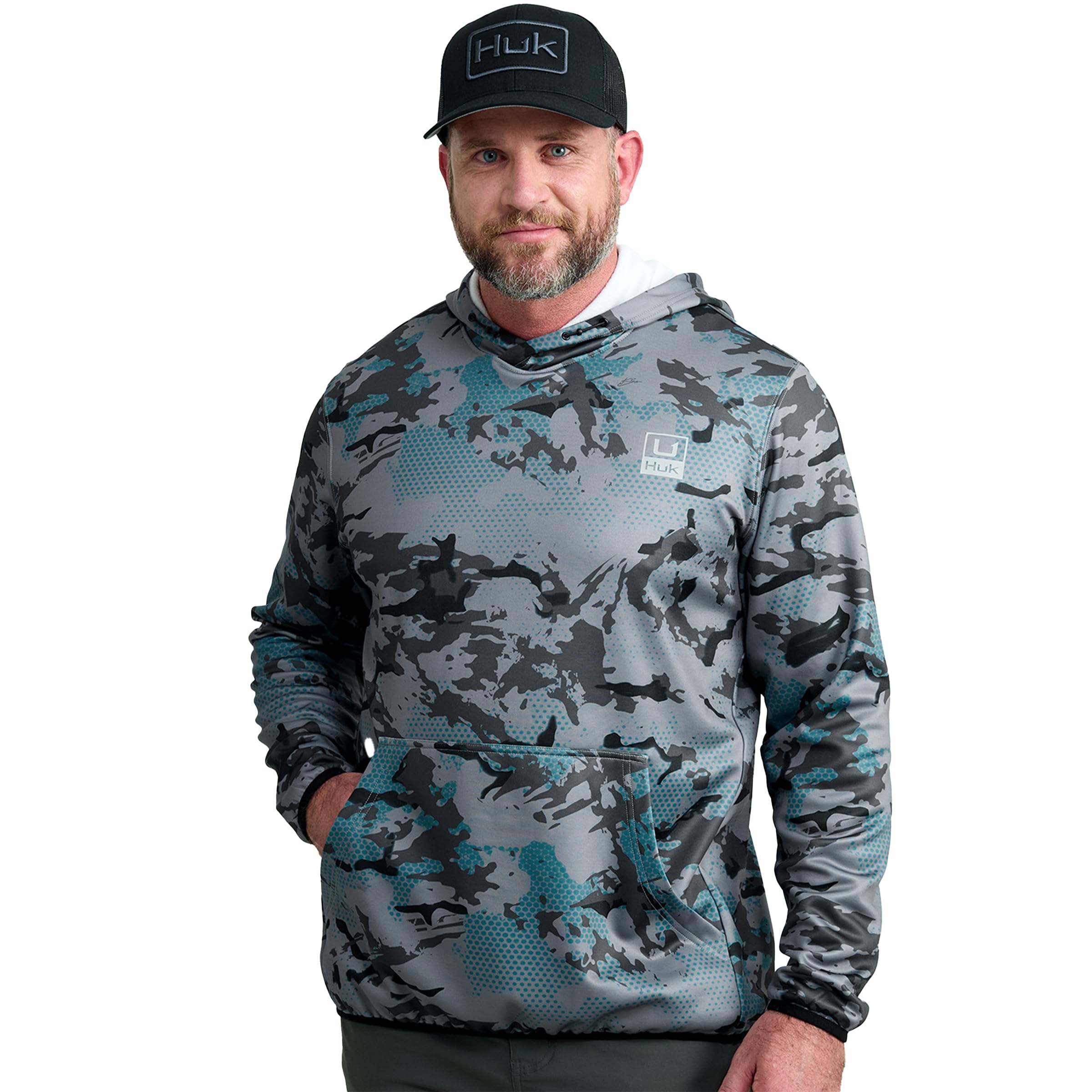 Huk Men's Kc - Night Owl Standard Cold Front Hoodie, Performance Fishing Layering Hooded Shirt, Kc-Night Owl