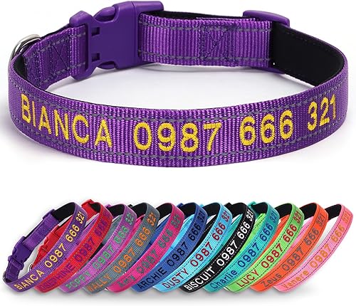 Collares personalizados para perros, collar de perro bordado personalizado con nombre de mascota y número de teléfono, collar personalizado
