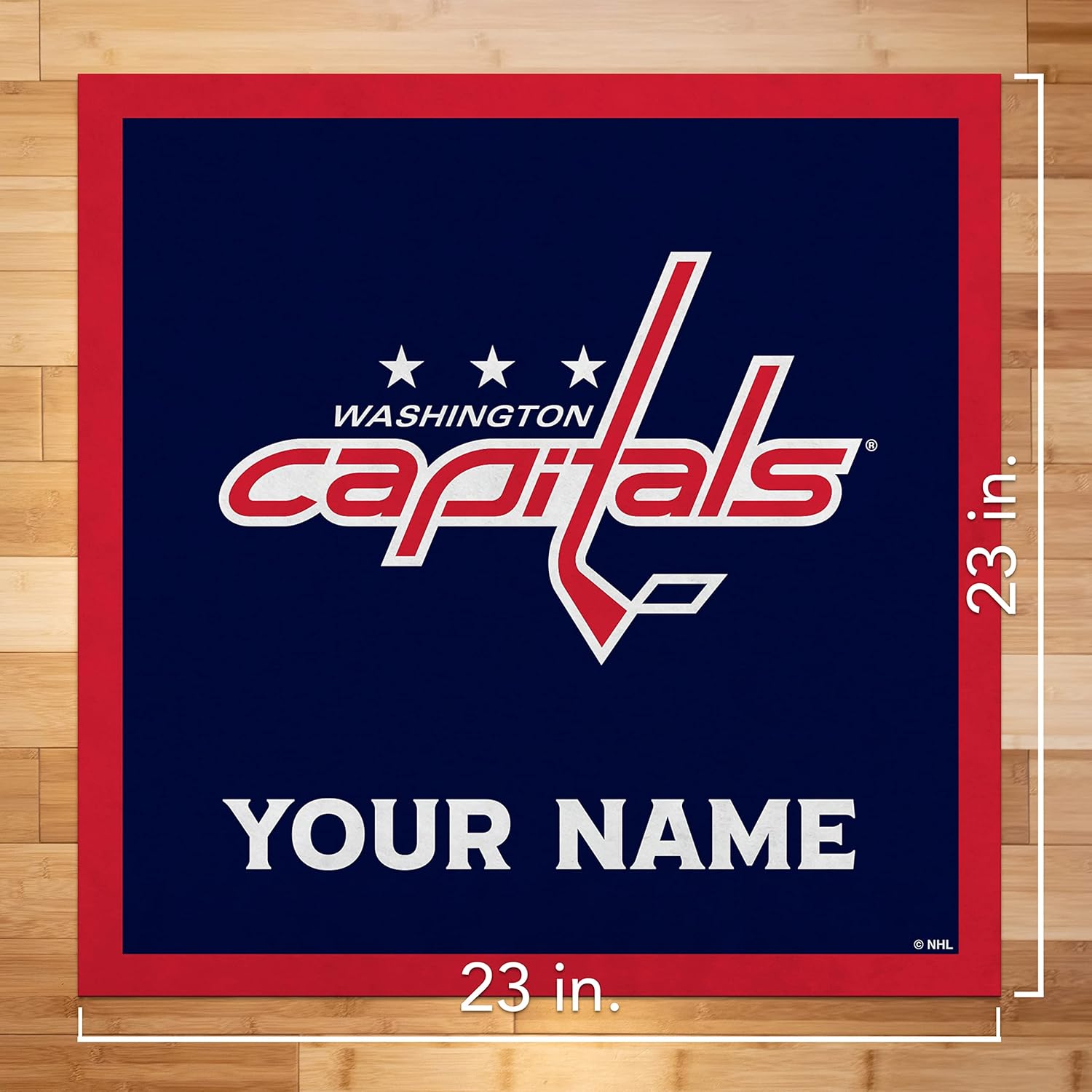 Rico Industries NHL Hockey Washington Capitals Personalized 23" X 23" Felt Wall Banner - Sports Decor for Man Cave, Game Room, Office & Bedroom - Made in The USA