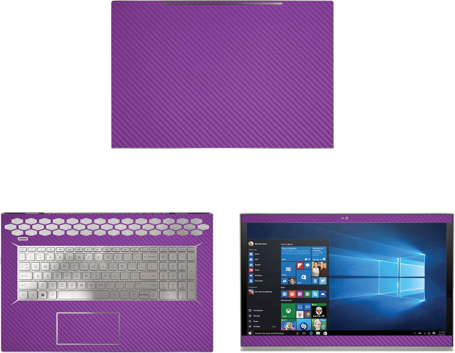 Decalrus - Protective Decal for HP Envy 17M-BW0013DX (17.3" Screen) Laptop Purple Carbon Fiber Skin case Cover wrap CFhpEnvy17m_BW0013dxPurple