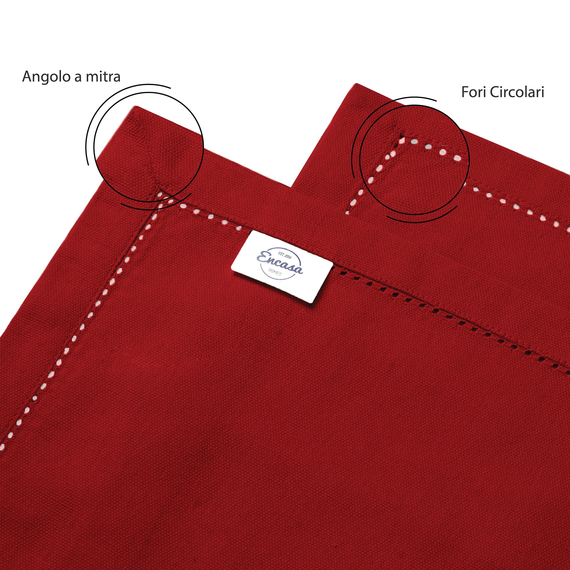 Encasa XO Deep Red Cloth Napkins Set of 12, 17"x17", 43 x 43 cm (Set of 12) - Image 4