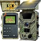 Solar Trail Camera, 5K WiFi Game Camera, 5200mAh Forever Power, 64GB SD Card, IP66 Waterproof,120° Wide Angle Night Vision for Outdoor Detection, Monitoring Trail Cameras, H.264 MP4 Video