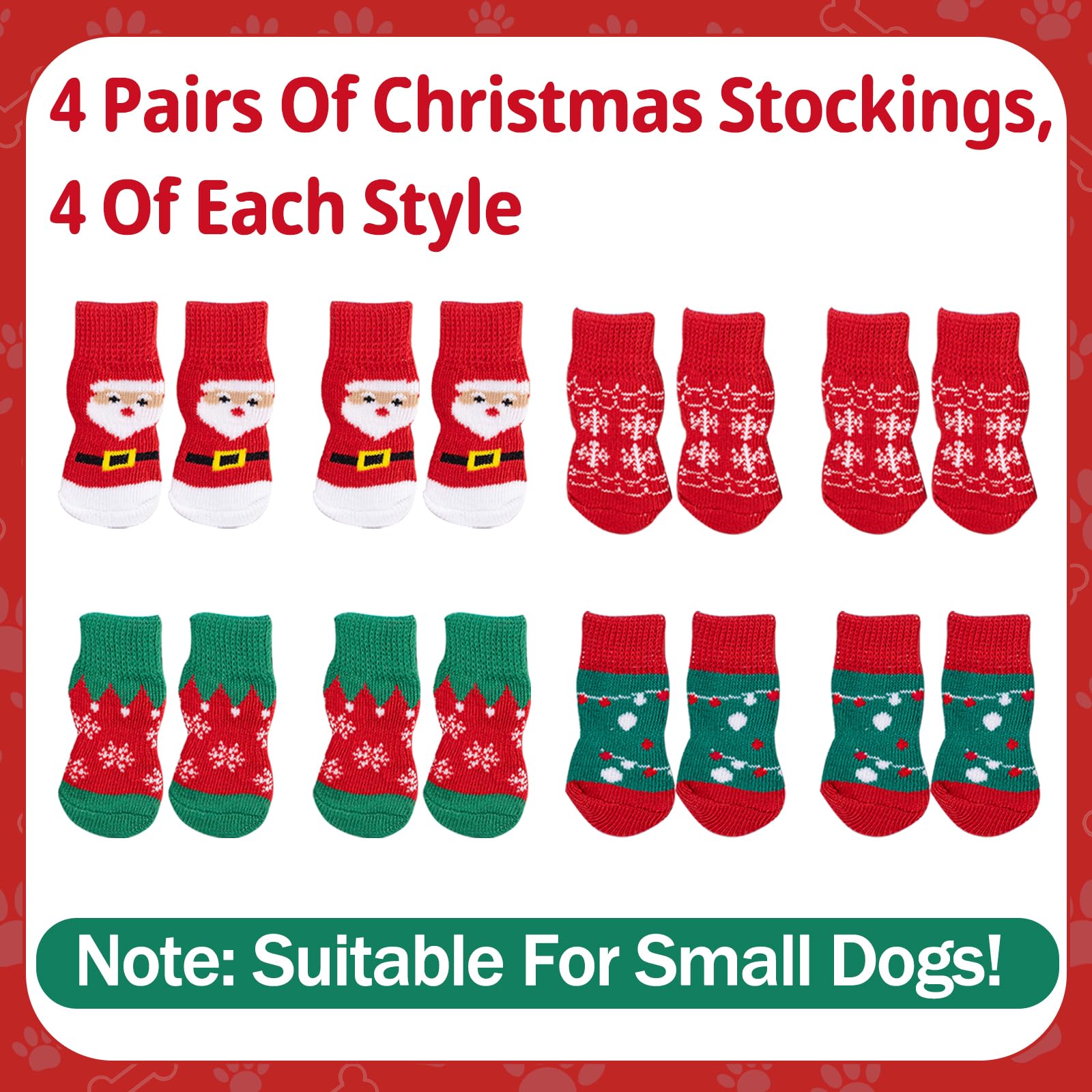 TYXHXTF Dog Christmas Outfit, Christmas Pet Clothes Dog, 16 PCS Christmas Dog Socks, Stop Licking Protector for Small Dogs - Image 2