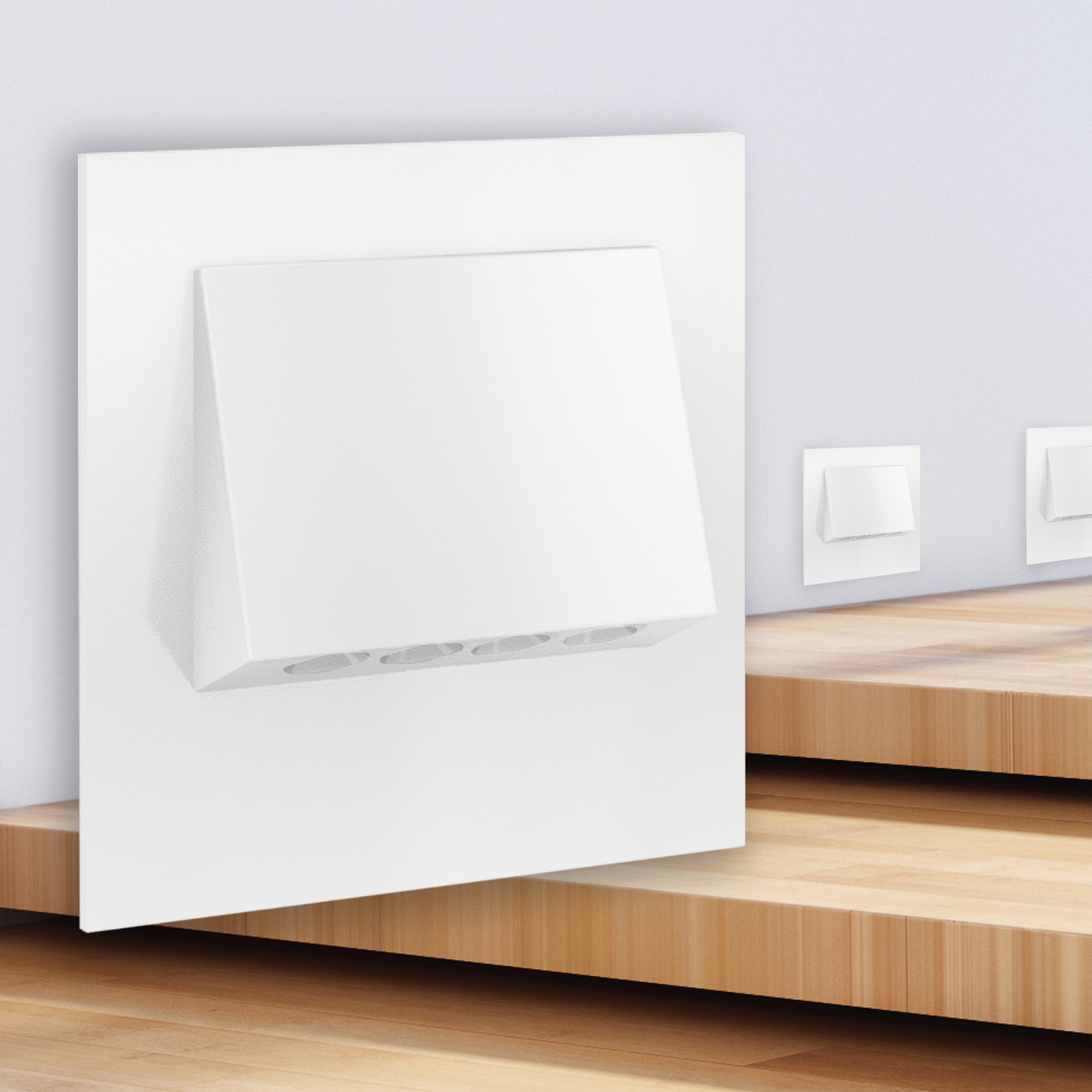 SSC-LUXon LED Treppen-Einbauleuchte NARVA in weiß 230V 1W - quadratisches Design Spotlight zur Stufen & Treppenbeleuchtung, Produktausführung:Weiß